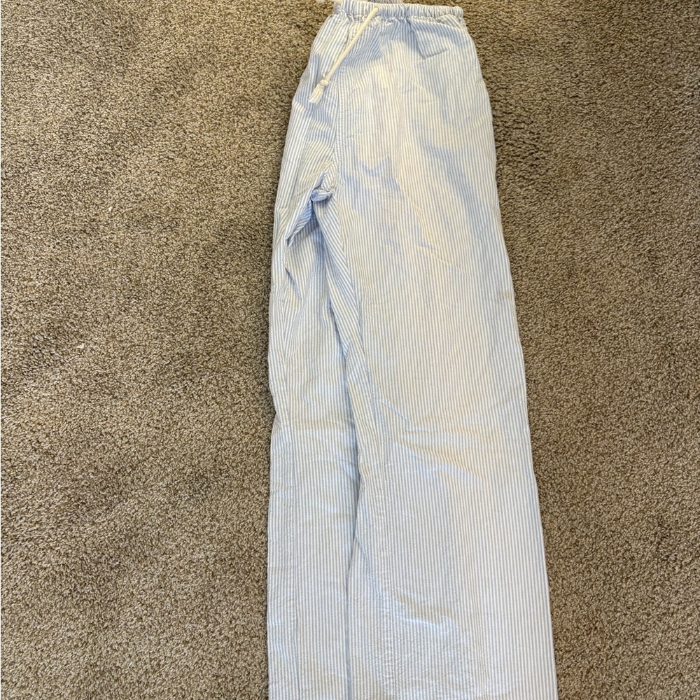 Brandy Melville Linen blue and white striped pants